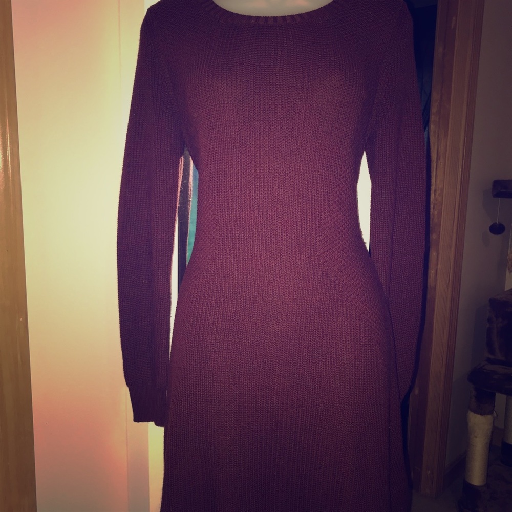 Warm burgundy sweater dress